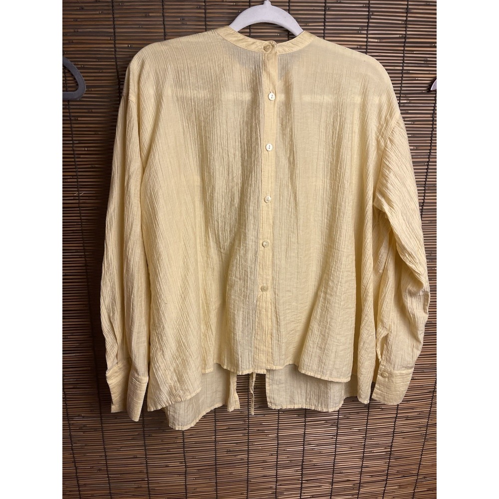 Yecca Vecca Bare Yellow Textured Button Back Drawstring Blouse Top Size F‎ - Picture 2 of 5